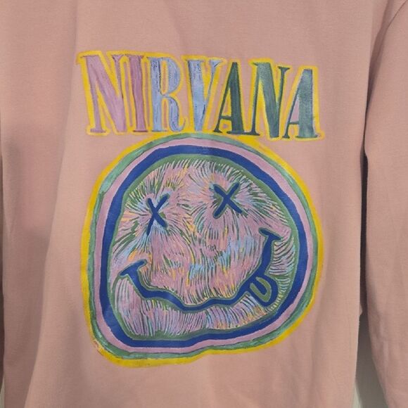 NIRVANA Pink and Yellow Graphic Women's Sweater - Picture 2 of 6